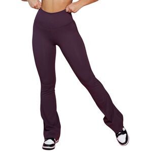 ECHT Flare Scrunch Leggings XS Plum Purple High Rise Yoga Pants Gym Athleisure